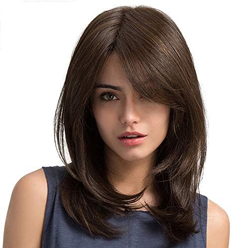 YIYEZI Ladies Light Brown Side Parting Long Straight Hair High Temperature Wire Synthetic Female Wigs 18 Inch (Light Brown)