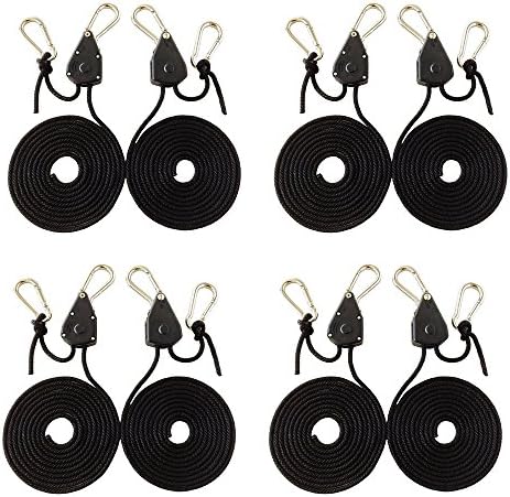 Vegelumax 4-PACK Pair of 1/8โ Adjustable Rope Rachet Hanger, With Improved Metal Internal Gears