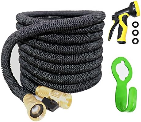 Garden Hose, 50ft Expanding Hose, Water Hose Flexible Extra Strength Fabric 5000D High temperature Latex and Solid Brass Connector for Car Garden House 9 Funtions Spray Nozzle By wholev