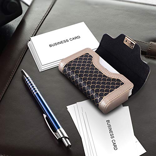 Skycase Business Card Holder, Handmade Stylish Business Card Case, Credit Card Holder, Card Organizer with Magnetic Closure, (Holds 30pcs Cards), Black - Thumbnail 7