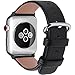Fullmosa Leather Bands Compatible with Apple Watch Band 41mm 40mm 38mm 42mm 44mm 45mm 46mm 49mm Women Men for iWatch Ultra 2/Ultra/10/9/8/7/6/5/4/3/2/1/SE2/SE, 42mm 41mm 40mm 38mm Black/Silver