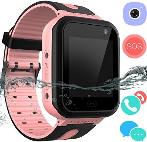 Kids Waterproof Smart Watch Phone - Boys & Girls IP67 Waterproof Smartwatch with Phone SOS Camera Flashlight Games Sports Watches Kids Birthday Gifts (01 Pink)