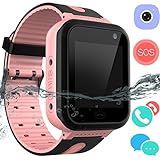 Kids Waterproof Smart Watch Phone - Boys & Girls IP67 Waterproof Smartwatch with Phone SOS Camera Flashlight Games Sports Watches Kids Birthday Gifts (01 Pink)