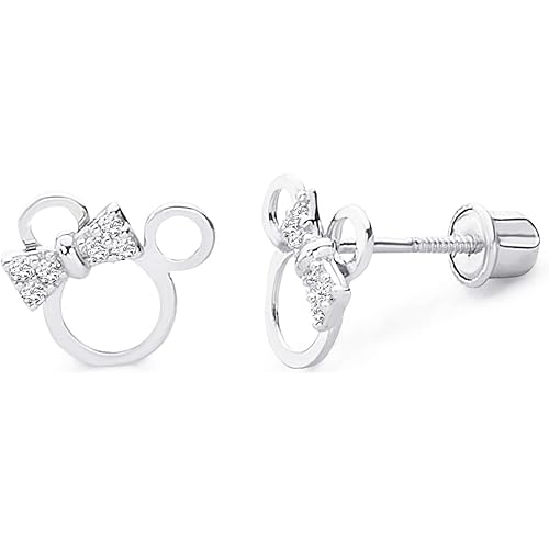 14k REAL Yellow OR White Gold Mouse Stud Earrings with Screw Back