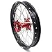 KKE 21/19 SPOKED MX WHEELS RIMS SET FOR CRF250R 04-13 CRF450R 02-12 CR125R CR250R 02-13 CNC ALUMINUM (red hub, black rim, silver nipple, silver spoke)