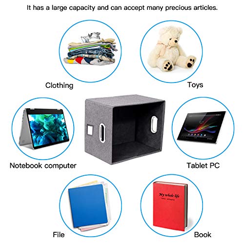 File Organizer Box Set of 2 - Collapsible Linen Filing Boxes for Easy File Folder Storage- Handles and Removable Lid | Organize Your Documents and Hanging Files in Style