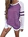 WD-Amour Women's Casual Round Neck Long Raglan Sleeve Baseball T-Shirt Tunic Tops(M,Purple)