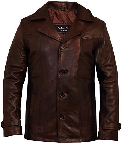 Charlie LONDON Men's Heist Antique Vintage Brown Leather Jacket