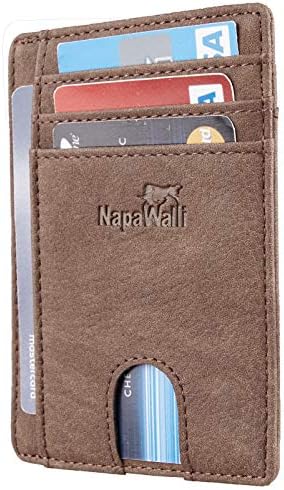 RFID Blocking Minimalist Genuine Leather Slim Front Pocket Wallet U
