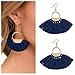 Suyi Women Tassel Earrings Bohemia Fan Shape Thread Tassel Statement Drop Dangle Earrings for Girl Lady