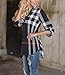 Mansy Women's Casual 2/3 Sleeve V-Neck Plaid shirts Pullover Top Black X-Large