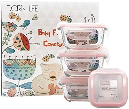 Glass Baby Box-Glass Containers-Glass Baby Food Storage Containers (Pack of 4) (4.8 oz)