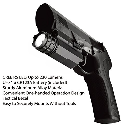 MCCC 230 Lumens LED Rail Mount Tactical Gun Flashlight Pistol Light with Strobe&Weaver Quick Release for Hunting, Black