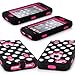 iPhone 5C Case, E LV iPhone 5C case - heavy Duty Rugged Dual Layer Hybrid Armor Defender Case Cover for iPhone 5C with 1 Screen Protector, 1 Black Stylus and 1 Microfiber - Polka Dot Hot Pink