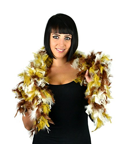 Touch of Nature 1-Piece Feather Turkey Flat Chandelle Boa for Arts and Crafts, 2-Yard, Earth Mix Gold