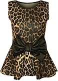 PaperMoon Women's Plus Size Leopard Print Bow Peplum Top