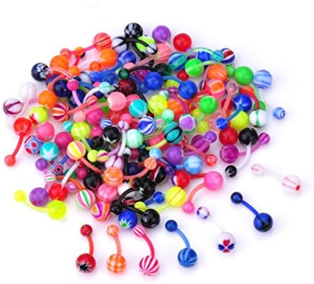 TEEMI 16G Colorful Mixed Plastic Belly Button Navel Ring Body Piercing Jewelry