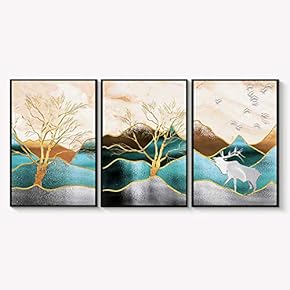 Framed Canvas Wall Art for Living Room, Bedroom Abstract Landscape Dream Place Canvas Prints for Home Decoration Ready to Hanging - 16"x24"x3 Panels