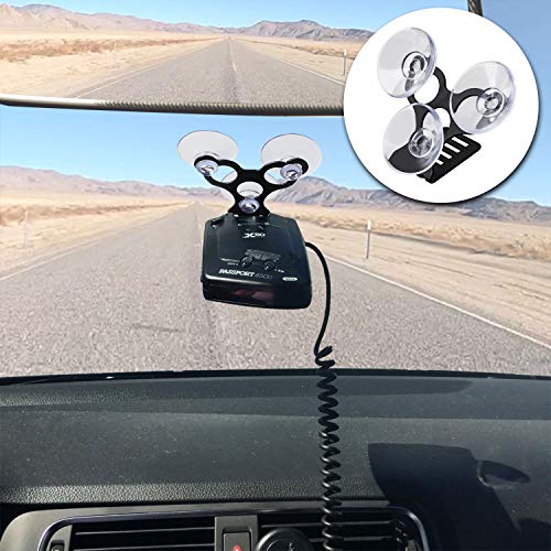 YiePhiot Windshield Suction Cup Mount Holder for Laser Detectors & Radar Escort Passport 9500ix 9500i 8500 7500 X80 X70 X50 Solo S2 S3 S4 SC 55 s75 Beltronics GX65 RX65 Red (Bracket & 6 Suction Cups)