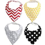 Ziggy Baby Bandana Bibs for Teething Drool (4 Pack), Unisex Gift Set