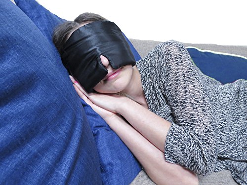Luxury Black Satin Sleep Eye Mask! Increase REM Sleep Cycles! Non-irritating and Comfortable Fabric!
