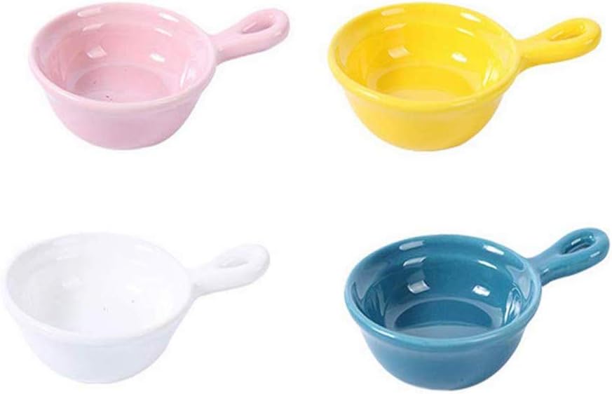 MonLiya 4 Pcs Ceramic Dipping Sauce Bowls Dip Bowls Set Dishes for Tomato Sauce BBQ Soy Dishes Colorful Dessert Bowls Set of 4 Ramekins for Baking Sauce Cups Souffle Dish (4pcs Dipping Sauce Bowls)