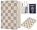 Daisy Rose Luxury Passport Holder Cover Case | PU Vegan Leather RFID Travel Organizer Card Holder (Cream)