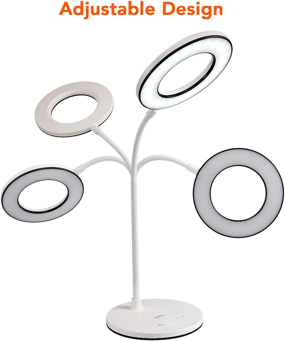 Miady LED Desk Lamp Eye-Caring Table Lamp, 3 Color Modes with 4 Levels of Brightness, Dimmable Office Lamp with Adapter, Touch Control Sensitive, 360° Flexible - - 