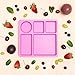 bobo&boo Bamboo Kids Divided Bento Plate, Sectioned Toddler Plate, Children’s Compartment Plates, 5 Portioned Sections, Mix and Match, Flamingo Pink
