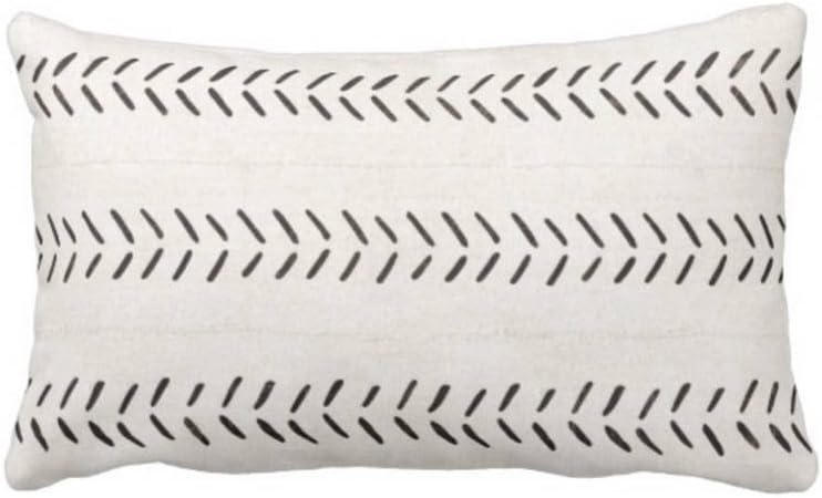 Mud Cloth Throw Pillow Case Cover OffWhite Black Arrows Print 14 x 20 Lumbar OUTDOOR or INDOOR Pillow Case Covers Covers MudclothTribalGeometricAfrican