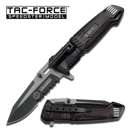 Tac-Force Speedster EMT EMS Folding Pocket Rescue Knife Serrated LED Light