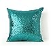 AMAZLINEN(TM) Decorative Glitzy Sequin & Comfy Satin Knit Pillow Cover 18 x 18 Pillow Covers,Hidden Zipper Design(Teal)