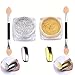 DE'LANCI Mirror Nail Glitter Powder Shinning Gorgeous Nail Art Powder Gold Silver 3g Per Box Chrome Pigment Glitters Set of 2