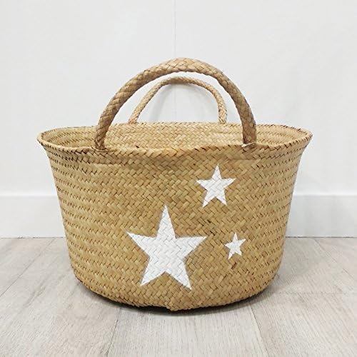 Kenay Home Stars Tote Bag, Wicker, Cream, 40 x 40 x 25 cm