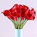 Leegoal Calla Lily Bridal Wedding Bouquet Real Touch PU Flowers (Red, Set of 10 Pcs)
