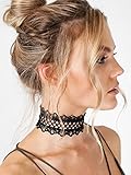 Simplee Apparel Women's Daisy Punk Gothic Long Black Lace Chain Necklace Stretch Tattoo Choker Elastic Tassel Necklaces