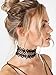 Simplee Apparel Women's Daisy Punk Gothic Long Black Lace Chain Necklace Stretch Tattoo Choker Elastic Tassel Necklaces