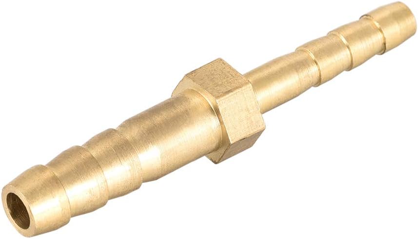 sourcing map Straight Brass Barb Fitting Reducer, Fit Hose ID 6mm to 4mm, Gold, 6mm x 4mm