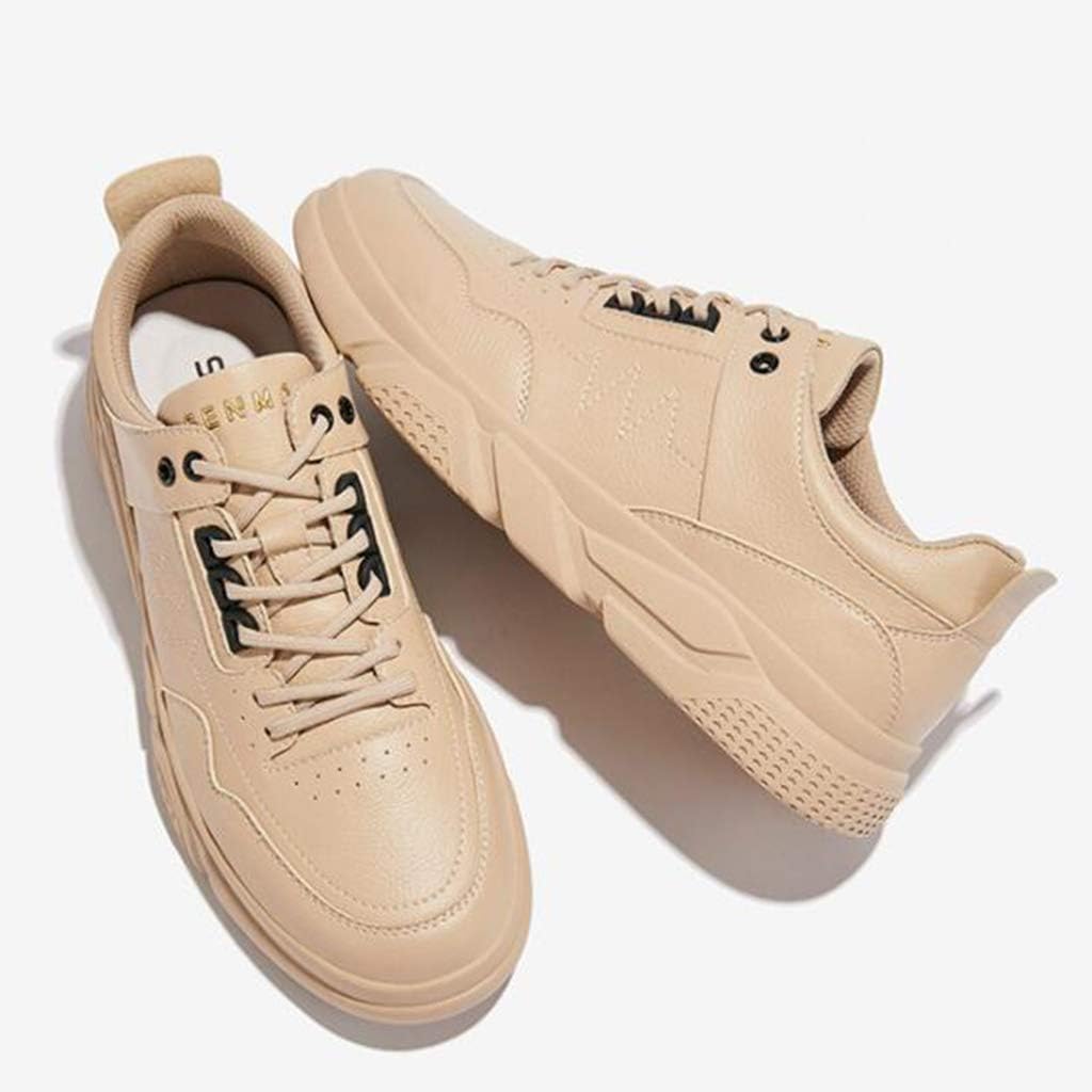 GYPING Men's Outdoor Sneakers Spring Casual Sports Shoes Microfiber Leather Low-top Trainers Urban Work Hiking,Yellow- 8.5