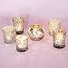 Luna Bazaar Best of Show Vintage Mercury Glass Tealight Votive Candle Holders (Silver, Set of 6, Assorted Designs) - for Weddings, Events, Parties, and Home Décor, Ideal Housewarming Gift