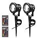 LemonBest® High Power Outdoor Decorative Lamp Lighting RGB Color Changing LED Landscape Garden Wall Yard Path Light DC 12V w/Spiked Stand, Pack of 2 RGB Spotlights