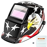 Z ZTDM Welding Helmet Mask Solar Auto Darkening,Adjustable Shade Range DIN 9-13/Rest DIN 4,Welder Protective Gear ARC MIG TIG,2pcs Extra Lens+CR2032 Battery (American Eagle)