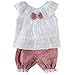 PanDaDa Baby Girls Lace Top Hollow Out T-shirt Vest Plaid Shorts Outfits Sets