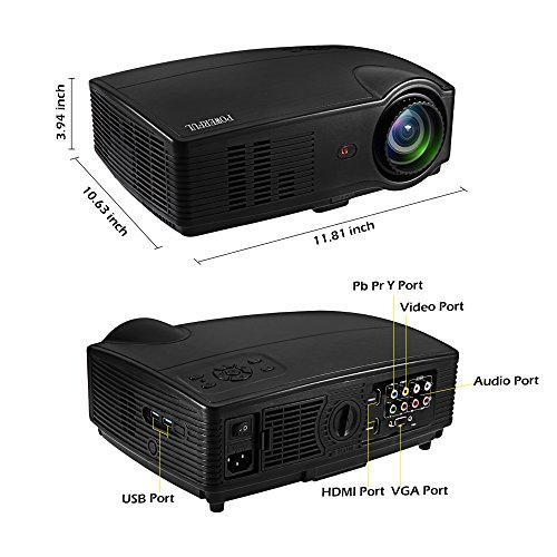 GBTIGER 3000 Lumens 1280x800P LED Video Projector Multimedia Home Theater Movie Projectors Support HD 1080P HDMI VGA AV USB for Home Cinema TV Laptop Games