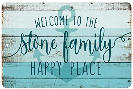 Funny Metal Signs Personalized Welcome to the Family Happy Place Rustic Nautical Look Garage Home Yard Fence Aluminum Plaque Wall Art