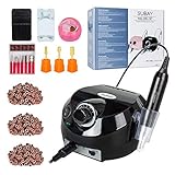 30000rpm Pro Electric Nail Drill Machine Pedicure Manicure Kits File Drill Bits Sanding Band with Cleaning Cleaner Metal+Plastic Brushes Accessory Nail Salon Nail Art Tools (Black)