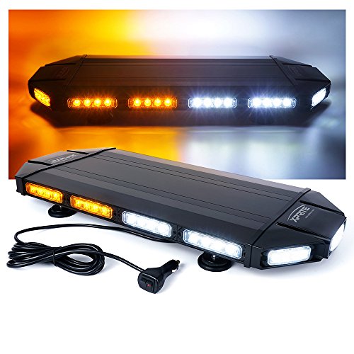 Xprite White Amber Black Hawk 27" Professional LED Stealth Low Profile Roof Top Strobe Light Bar