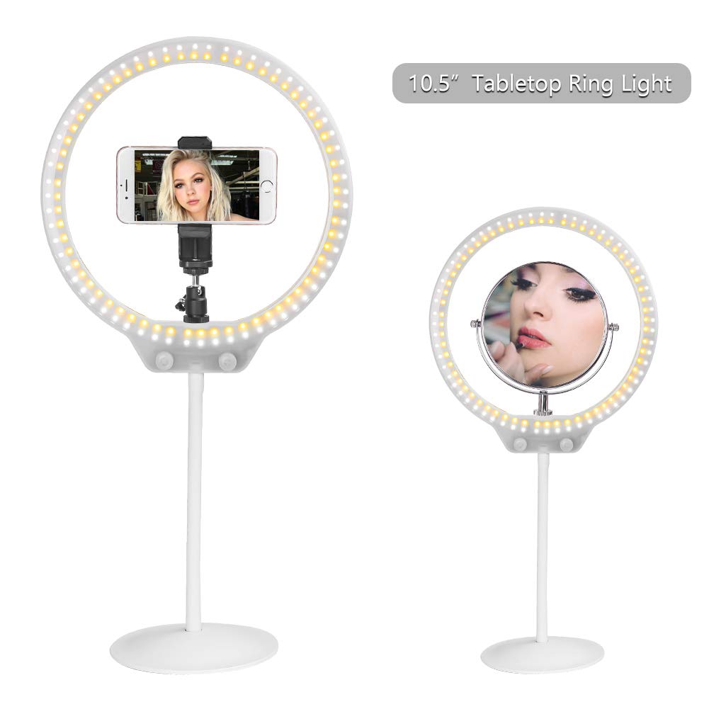 Anneau Lumineux, Zomei Desktop LED avec Système de Tamisage Continu, Mini Tête Sphérique et un Kit d’Éclairage avec Adaptateur pour Téléphone de 7.5W 5500K pour les Vidéos Youtube, Vine, les Autoportraits, les Shootings Vidéo et le Maquilla