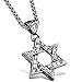 Men's Vintage Biker Gothic Lucky Star of David Stainless Steel Pendant Necklace Silver Black -with Chain