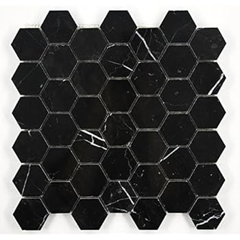 mosaic tile marble penny round hexagon marquina nero polished inch